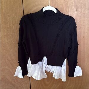Avantlook Black and White Ruffle Sweater